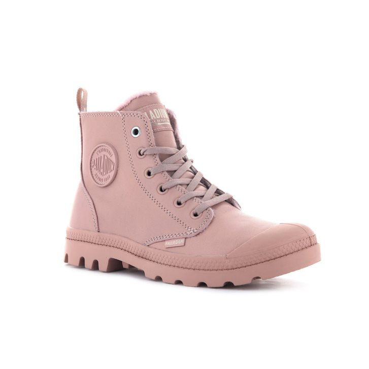 Palladium Pampa Hi Zip Leather S Women's Boots Rose | UK N038-KGZ